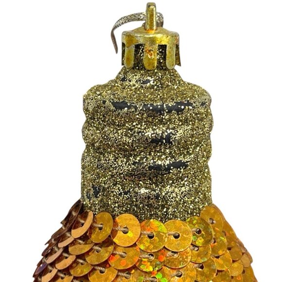 Lot of 8 Sequin Christmas Light Bulb Shape Ornament Colorful Shiny Festive Decor - Picture 8 of 10